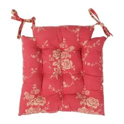 Comptoir De Famille Galette De Chaise Carrée Margot Rouge En Coton