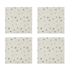 Comptoir De Famille Serviette X4 P'tite Fleur Naturel 40x40cm En Coton