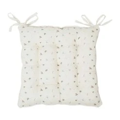 Comptoir De Famille Galette Chaise Carrée P'tite Fleur Naturel 40x40cm En Coton