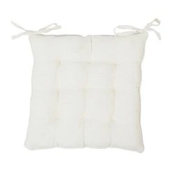 Comptoir De Famille Galette Chaise Carrée P'tite Fleur Naturel 40x40cm En Coton -HARMONY Shop 201394 DET02 WEB