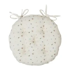Comptoir De Famille Galette Chaise Ronde P'tite Fleur Naturel D40cm En Coton
