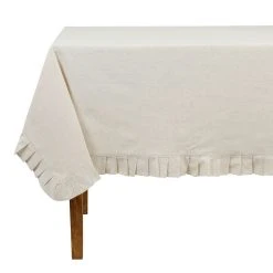 Comptoir De Famille Nappe Rectangle Chambray Naturel 250x160cm En Coton Et Flex