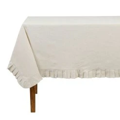 Comptoir De Famille Nappe Carrée Chambray Naturel 160x160cm Coton Et Flex