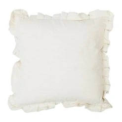 Comptoir De Famille Coussin Carré Chambray Naturel 40x40cm En Coton