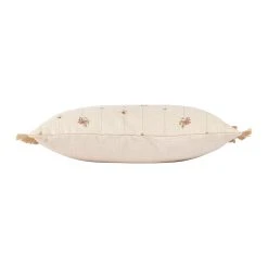 Comptoir De Famille Coussin Fleuri Beige Et Rose 50x30cm En Coton Et Jute - Louise -HARMONY Shop 201607 DET01 WEB