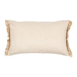 Comptoir De Famille Coussin Fleuri Beige Et Rose 50x30cm En Coton Et Jute - Louise -HARMONY Shop 201607 DET02 WEB