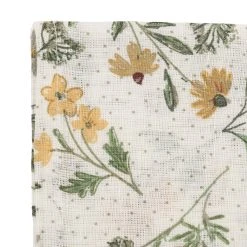 Comptoir De Famille Serviettes X4 Fleuri Blanc Et Vert En Lin - Louise -HARMONY Shop 201610 DET01 WEB