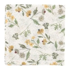 Comptoir De Famille Serviettes X4 Fleuri Blanc Et Vert En Lin - Louise -HARMONY Shop 201610 DET02 WEB