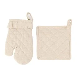 Comptoir De Famille Gant Et Manique Naturel En Coton Et Lin - Chambray