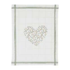 Comptoir De Famille Torchon Collect Cœur Vert 50x70cm En Coton - Louise