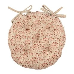 Comptoir De Famille Galette De Chaise Ronde Fleurie Rouge D40cm En Coton - Clivie