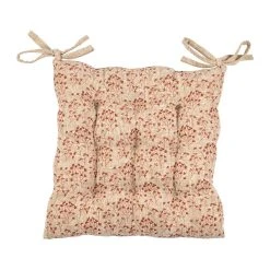 Comptoir De Famille Galette De Chaise Carrée Fleurie Rouge 40x40cm En Coton - Clivie