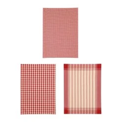 Comptoir De Famille 3 Torchons Campagne Rouges En Coton