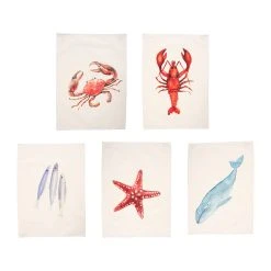 Côté Table Set De 5 Torchons Crustace En Coton