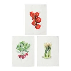 Côté Table 3 Torchons Marche Blancs En Coton