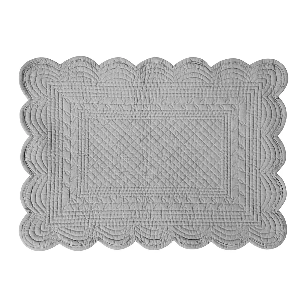 Côté Table Set De Table Rectangulaire Boutis Gris Perle En Coton 3 Côté Table Set De Table Rectangulaire Boutis Gris Perle En Coton