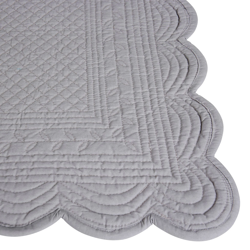 Côté Table Set De Table Rectangulaire Boutis Gris Perle En Coton 4 Côté Table Set De Table Rectangulaire Boutis Gris Perle En Coton – Image 2