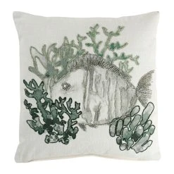 Côté Table Housse De Coussin Coral Vert-de-gris 45x45cm Coton
