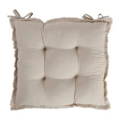 Côté Table Galette De Chaise Carrée Nalia Naturel 38x38x9cm Coton 180g/m2