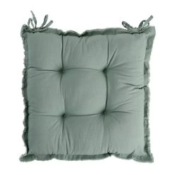 Côté Table Galette De Chaise Carrée Nalia Vert D'eau 38x38x9cm Coton 180g/m2