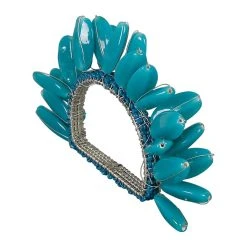 Côté Table Rond Serviette Perli Turquoise D4cm En Fer Et Verre