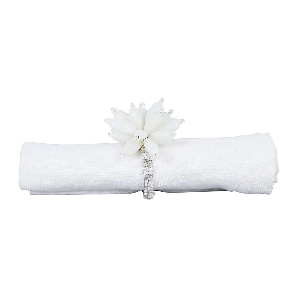 Côté Table Rond Serviette Fleuri Blanc D4cm Fer Et Verre 4 Côté Table Rond Serviette Fleuri Blanc D4cm Fer Et Verre – Image 2