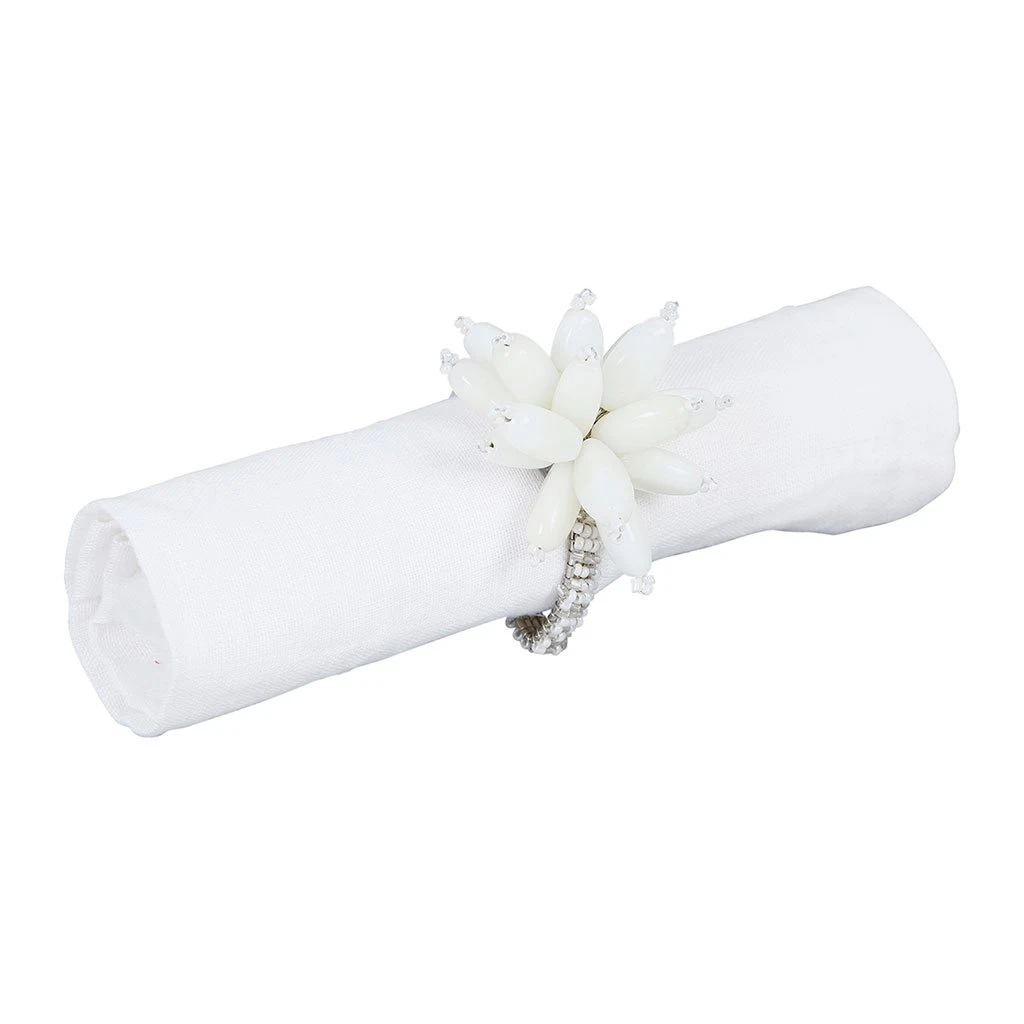 Côté Table Rond Serviette Fleuri Blanc D4cm Fer Et Verre 5 Côté Table Rond Serviette Fleuri Blanc D4cm Fer Et Verre – Image 3