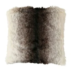 Côté Table Housse De Coussin Fausse Fourrure Brun Et Beige 45x45cm - Refuge