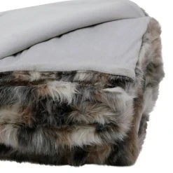 Côté Table Plaid En Fausse Fourrure Gris Et Brun - Refuge -HARMONY Shop 38060 DET02 WEB