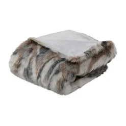 Côté Table Plaid En Fausse Fourrure Gris Et Brun - Refuge -HARMONY Shop 38060 DET03 WEB