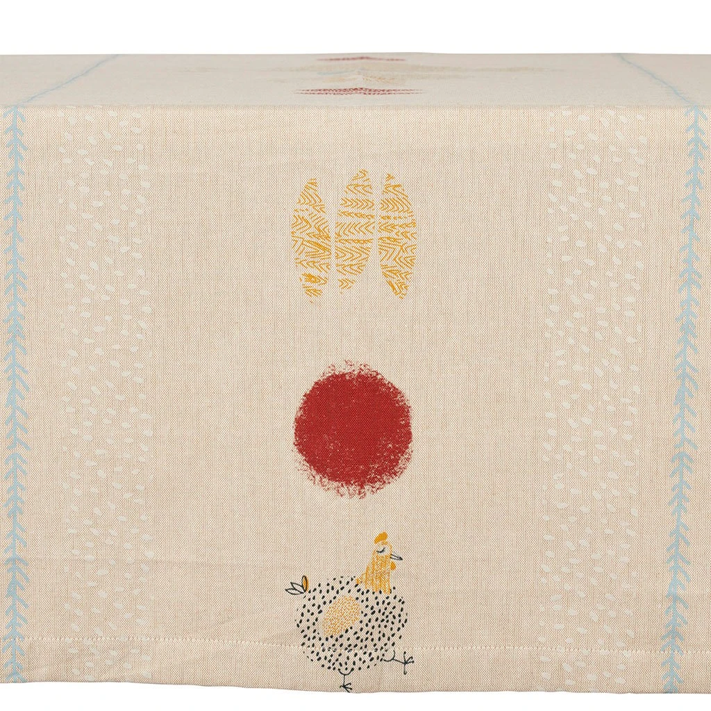 Jardin D'Ulysse Nappe Carrée Poule Vintage Naturel Et Rouge 145x145cm 5 Jardin D'Ulysse Nappe Carrée Poule Vintage Naturel Et Rouge 145x145cm – Image 3