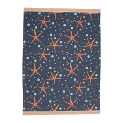 Jardin D'Ulysse Torchon Aqua Bleu Et Corail