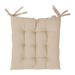 Comptoir De Famille Galette De Chaise Carrée Beige En Coton