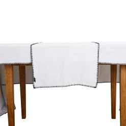 HARMONY HAOMY Chemin De Table Letia Blanc 50x145cm 100% Lin Lavé