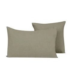 HARMONY HAOMY Coussin Propriano Kaki 45x45cm 100% Lin Lavé -HARMONY Shop 603070 FRN01 WEB