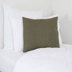 HARMONY HAOMY Coussin Propriano Kaki 45x45cm 100% Lin Lavé -HARMONY Shop 603070 SITU01 WEB