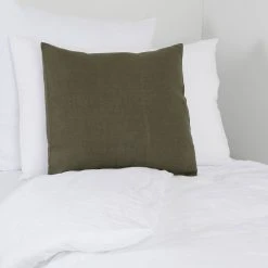 HARMONY HAOMY Coussin Propriano Kaki 45x45cm 100% Lin Lavé -HARMONY Shop 603070 SITU03 WEB