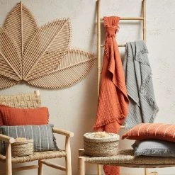 SEMA DESIGN Plaid Earth Notes Terracotta 170x130cm Gaze De Coton -HARMONY Shop 60d21 amb hd 2022 01 pe sema 11023