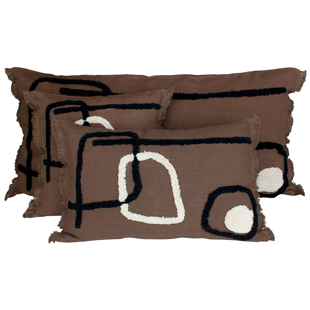 HARMONY HAOMY Coussin Tikri Brownie 45x45cm 1 Face Coton/1 Face Lin 4 HARMONY HAOMY Coussin Tikri Brownie 45x45cm 1 Face Coton/1 Face Lin – Image 2
