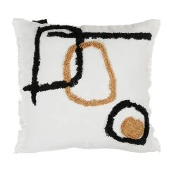 HARMONY HAOMY Coussin Tikri Ivoire 45x45cm 1 Face Coton/1 Face Lin