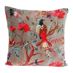HARMONY HAOMY Coussin Birdy En Velours 45x45cm Kaki En Coton