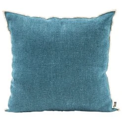 HARMONY HAOMY Coussin Chennai Bleu De Prusse 45x45cm En Lin Lave