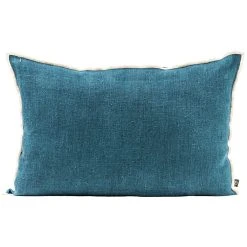 HARMONY HAOMY Coussin Chennai Bleu De Prusse 40x60cm En Lin Lave