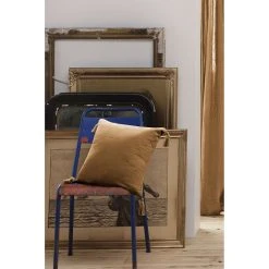 L'effet Papillon Coussin Camel Avec Pompons En Gaze De Coton 40x40cm - Gaïa -HARMONY Shop 643053 FRN02 WEB