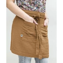 L'effet Papillon Tablier Camel En Gaze De Coton 45x80cm - Gaïa