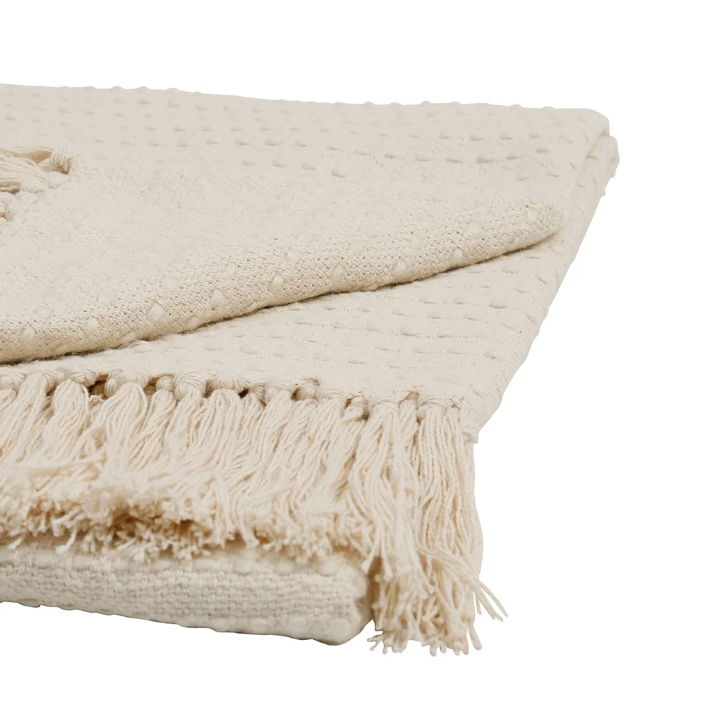 SEMA DESIGN Plaid Courba Blanc 170x130cm En Coton Et Acrylique 5 SEMA DESIGN Plaid Courba Blanc 170x130cm En Coton Et Acrylique – Image 3