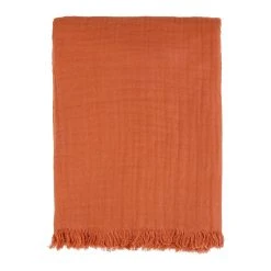 SEMA DESIGN Plaid Earth Notes Terracotta 170x130cm Gaze De Coton