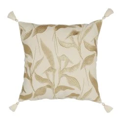 SEMA DESIGN Housse De Coussin Carré En Coton Crème Et Doré - Golden