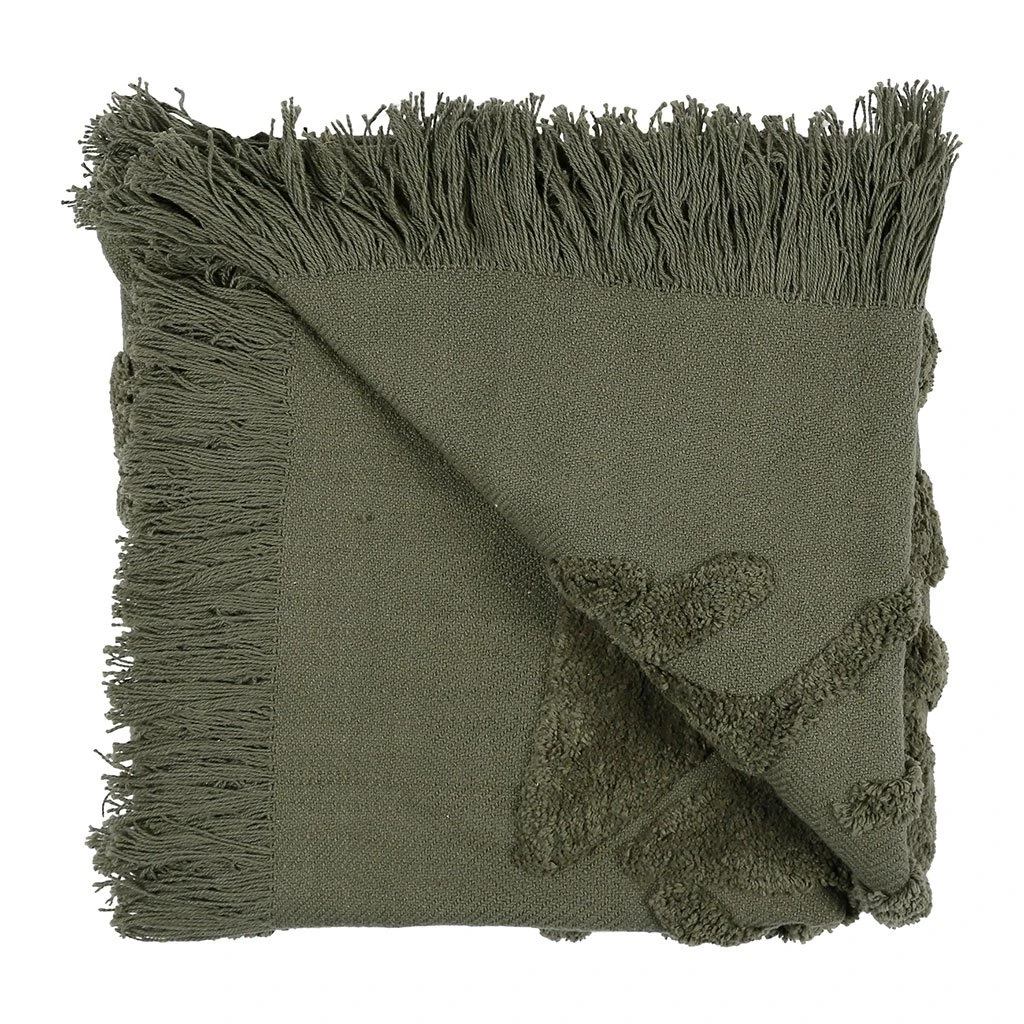 SEMA DESIGN Plaid En Coton Kaki - Tufte 4 SEMA DESIGN Plaid En Coton Kaki - Tufte – Image 2