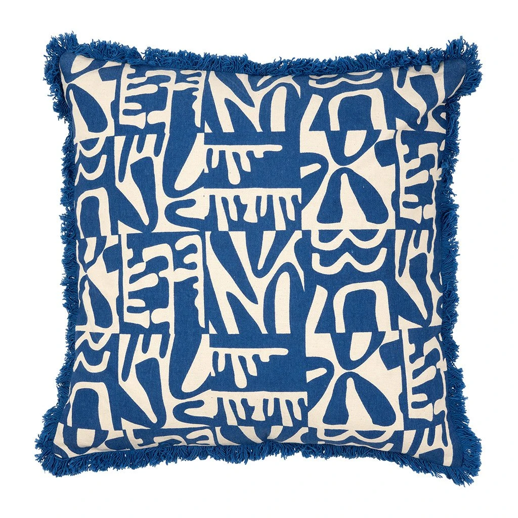 SEMA DESIGN Housse De Coussin Imprimé Arty Bleu Et Blanc 45x45cm - Funny 3 SEMA DESIGN Housse De Coussin Imprimé Arty Bleu Et Blanc 45x45cm - Funny